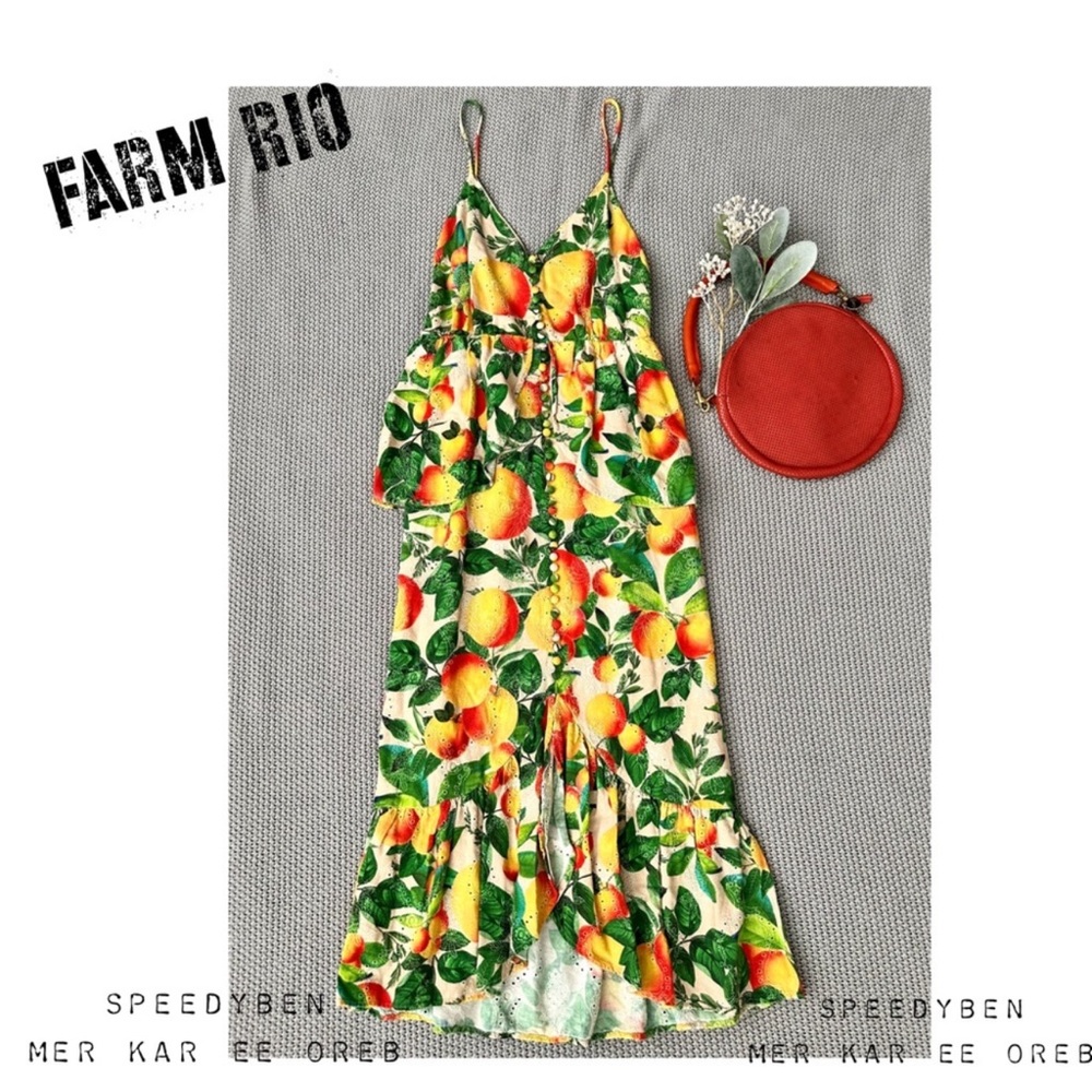 FARM RIO Sands Linen Midi Dress Size Small